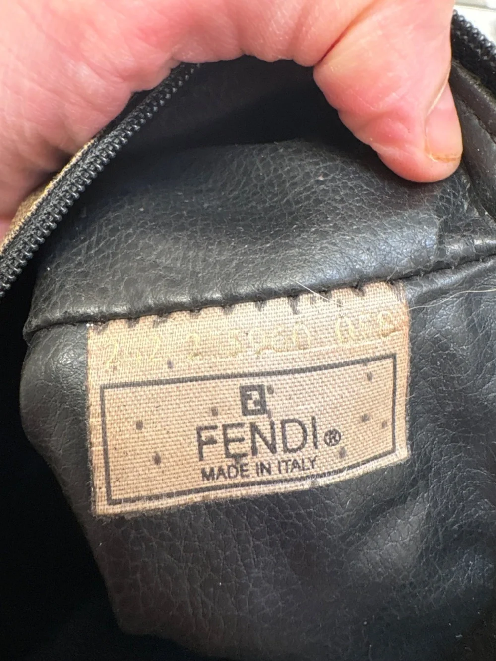 Fendi vintage black gold/brown striped cosmetic clutch bag